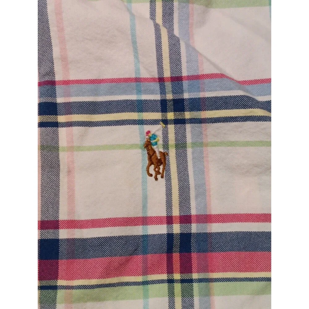 RALPH LAUREN Blue Label Blue Plaid Flesh Pony Logo Classic Fit Shirt Sz 2XLT - Picture 3 of 5